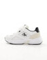 Calvin Klein Jeans leather retro lace up trainers in multi