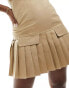 Simmi utility buckle strap pleated mini dress in camel