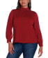 ფოტო #1 პროდუქტის Black Label Plus Size Clip-Dot Chiffon Sleeve Knit Blouse