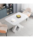 Фото #4 товара Modern Square Dining Table, Stretchable, White Table Top+MDF X-Shape Table Leg With Metal Base