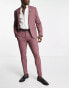 Фото #2 товара ASOS DESIGN wedding super skinny suit trousers with micro texture in burgundy