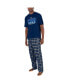 ფოტო #1 პროდუქტის Men's Navy, Gray Tennessee Titans Arctic T-shirt and Flannel Pants Sleep Set