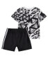 ფოტო #2 პროდუქტის Baby Boys Printed T Shirt and 3 Stripe Shorts, 2 Piece Set