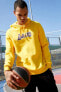 NBA Lisanslı Los Angeles Lakers Baskılı Slim Fit Kapüşonlu Pamuklu Sweatshirt