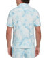 Men's Textured Short Sleeve Button-Front Tropical Palm Print Camp Shirt