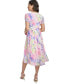 Women's Floral Crinkle Chiffon Midi Dress