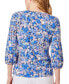 ფოტო #2 პროდუქტის Petite Floral-Print 3/4-Sleeve Top