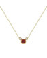 Cushion Garnet Gemstone Round Natural Diamond 14K Yellow Gold Birthstone Necklace