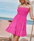 Women's Pink Smocked Bodice Mini Tube Beach Dress