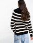 Фото #6 товара Miss Selfridge stripe knit half zip jumper in black stripe