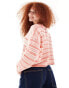 ASOS DESIGN cropped crew neck stitch jumper in peach stripe Оранжевый, S - EU 36-38 - фото #2