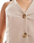 Фото #4 товара ASOS DESIGN halter open tie back linen look waistcoat in stone