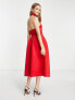 Фото #2 товара ASOS DESIGN twist cut out halter midi prom dress in red