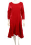 Фото #1 товара Michael Michael Kors Womens 3/4 Sleeve Solid Red Flare A-Line Dress Size 6