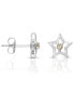 Фото #1 товара Sterling Silver White Gold Plated with Yellow Tourmaline Gemstone Star Shaped Stud Earrings