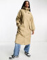 ASOS DESIGN Tall rubberised rain parka coat in stone