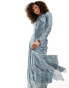 Фото #1 товара Mango hanky hem light check maxi dress in blue