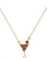 ფოტო #1 პროდუქტის Gold-Tone Color Cubic Zirconia Martini Mini Pendant Necklace, 16" + 3" extender