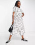 Фото #2 товара New Look tie sleeve smock dress in white polka dot