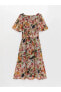 Фото #2 товара Lcwaıkıkı Classic Kare Yaka Çiçekli Kısa Kollu Şifon Kadın Elbise