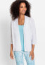 Women's 100% Cotton 3/4 Sleeve Open Front Cropped Cardigan