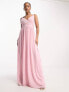 Фото #1 товара TFNC Bridesmaid lace back maxi dress in pale pink