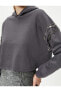 Kapşonlu Sweatshirt Kolları Parlak Taş İşlemeli - El Emeği Koleksiyonu