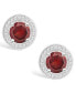 Garnet (2-1/5 ct. t.w.) and Diamond (1/5 ct. t.w.) Halo Studs in Sterling Silver