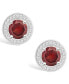 ფოტო #3 პროდუქტის Garnet (2-1/5 ct. t.w.) and Diamond (1/5 ct. t.w.) Halo Studs in Sterling Silver