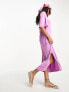 Фото #3 товара Pieces v neck maxi t-shirt dress in pink
