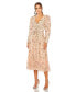 ფოტო #1 პროდუქტის Women's Floral Embellished Wrap Over Puff Sleeve A Line Gown