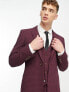 Фото #1 товара ASOS DESIGN skinny suit jacket in burgundy gingham