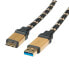 ROLINE GOLD USB 3.0 Cable - USB Type A M - Micro B M 2.0 m - 2 m - USB A - Micro-USB B - USB 3.2 Gen 1 (3.1 Gen 1) - Male/Male - Black - Gold