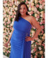 Фото #4 товара Plus Size One-Shoulder Draped Jersey Gown