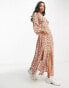 Фото #8 товара Miss Selfridge Petite button through maxi dress in chocolate rose