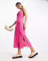 Фото #1 товара Vila floral cami midi dress with back detail in bright pink