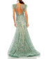 ფოტო #5 პროდუქტის Women's Embellished Feather Cap Sleeve Illusion Neck Trump