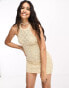 Miss Selfridge festival crochet criss cross open back mini dress in cream