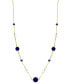ფოტო #1 პროდუქტის EFFY® Lapis Lazuli, Freshwater Pearl (4-1/2mm), & Sapphire (3/8 ct. t.w.) 17" Collar Necklace in 14k Gold