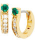 Gold-Tone Small Cubic Zirconia & Stone Huggie Hoop Earrings, 0.47"