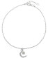 ფოტო #1 პროდუქტის Cubic Zirconia Moon & Star Charm Ankle Bracelet in Sterling Silver, Created for Macy's