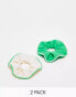 Фото #1 товара Accessorize 2 pack piped scrunchies in green/white