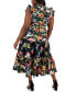 ფოტო #2 პროდუქტის Plus Size Cotton Floral-Print Tie-Waist Midi Dress