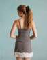 Фото #8 товара Miss Selfridge tailored ruffle hem corset mini dress in grey