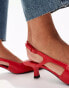 Фото #3 товара Stradivarius kitten heel slingback in red faux croc