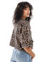 ASOS DESIGN boxy tie front jacket with frill pocket detail in leopard Леопардовый, S - EU 36-38 - фото #4