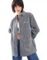 Lee longer length denim striped overshirt in blue