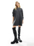 ASOS DESIGN knitted cable mini jumper dress in charcoal