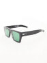 Spitfire cut eighty nine rectangle sunglasses in black with green lens - фото #5