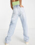 Фото #4 товара Bershka Petite high waisted dad jean in bleached wash